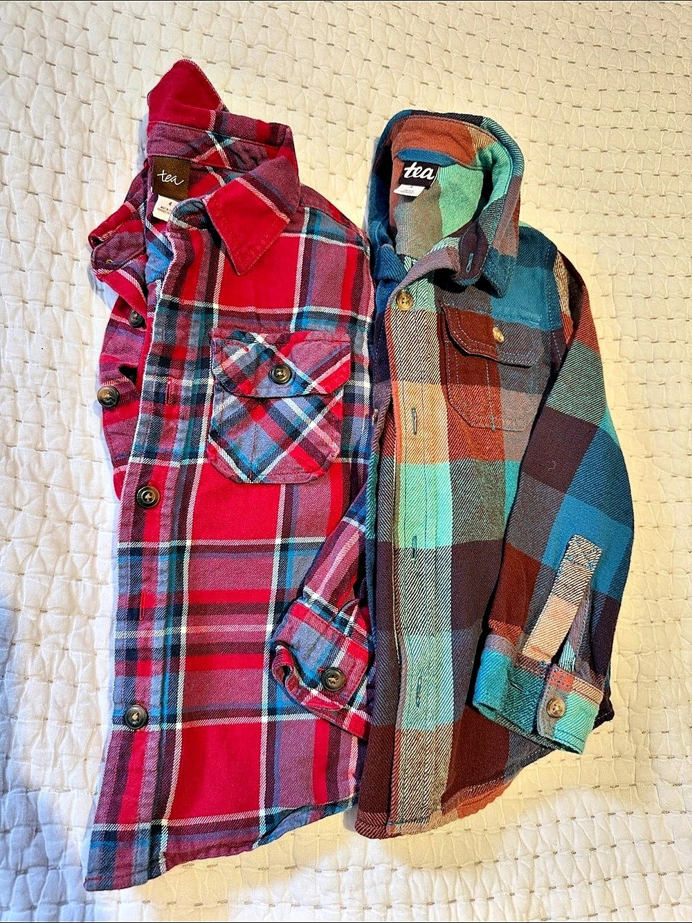 Tea Boys Size 4 plaid flannel Button-Down bundle
